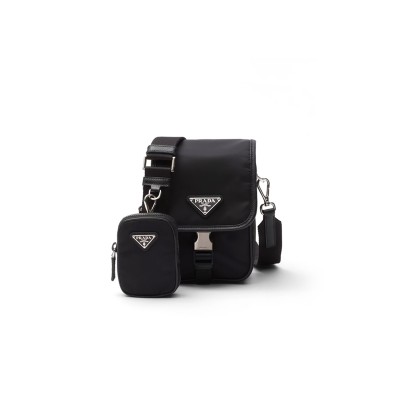 PRADA RE-NYLON AND SAFFIANO LEATHER SHOULDER BAG 2VD043 (19*14*5.5cm)